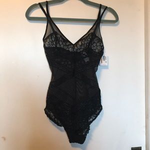 NWT Calvin Klein Black Lace Bodysuit Size Small